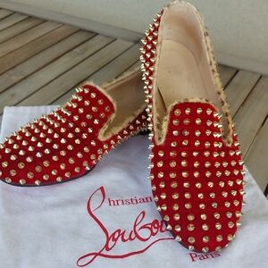 Christian Louboutin Red Spiked Flats